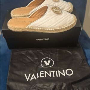 Valentino Cream Espadrille Slides